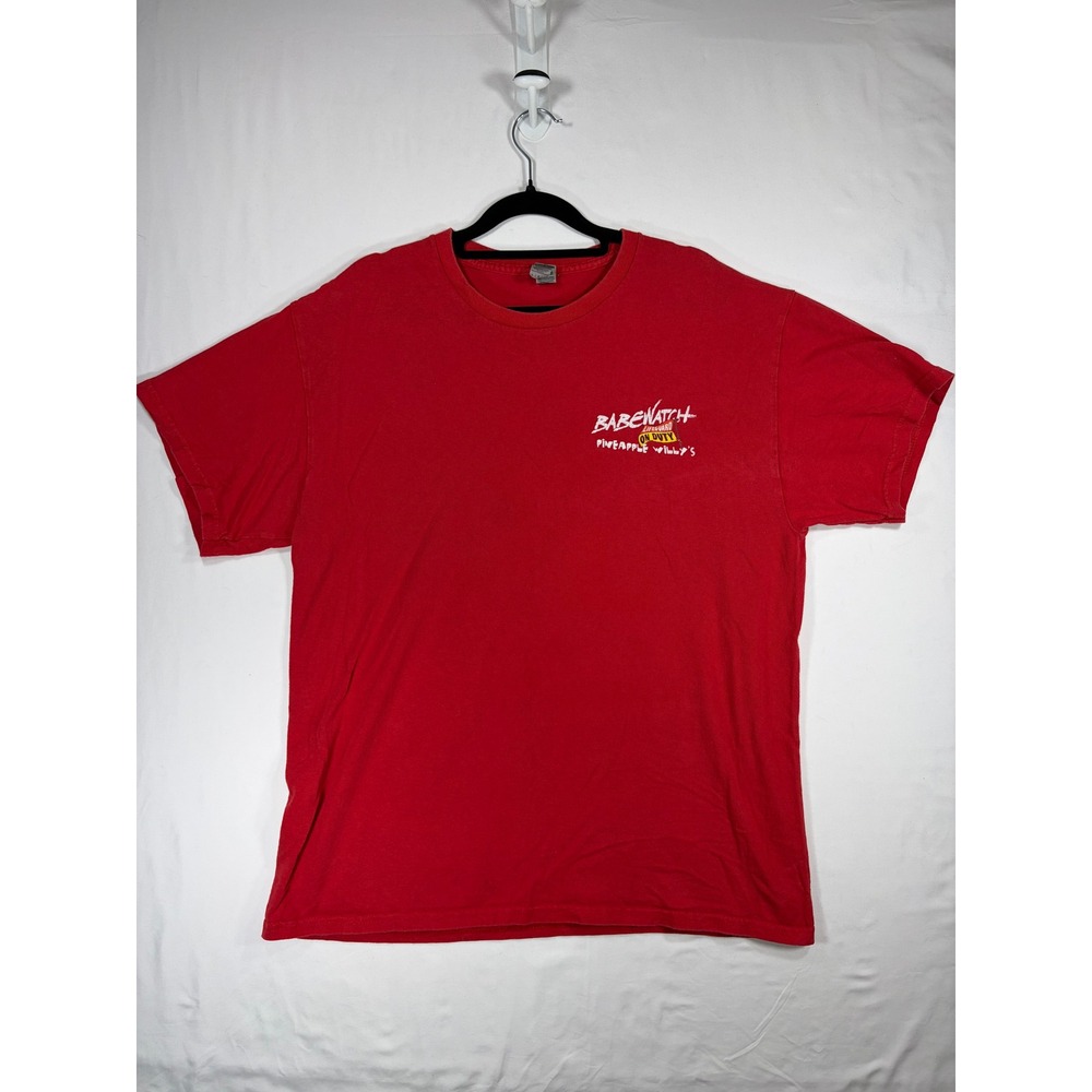 Gildan T-Shirt Men L Red Excellent Babewatch Pineapple Willys Panama City Beach